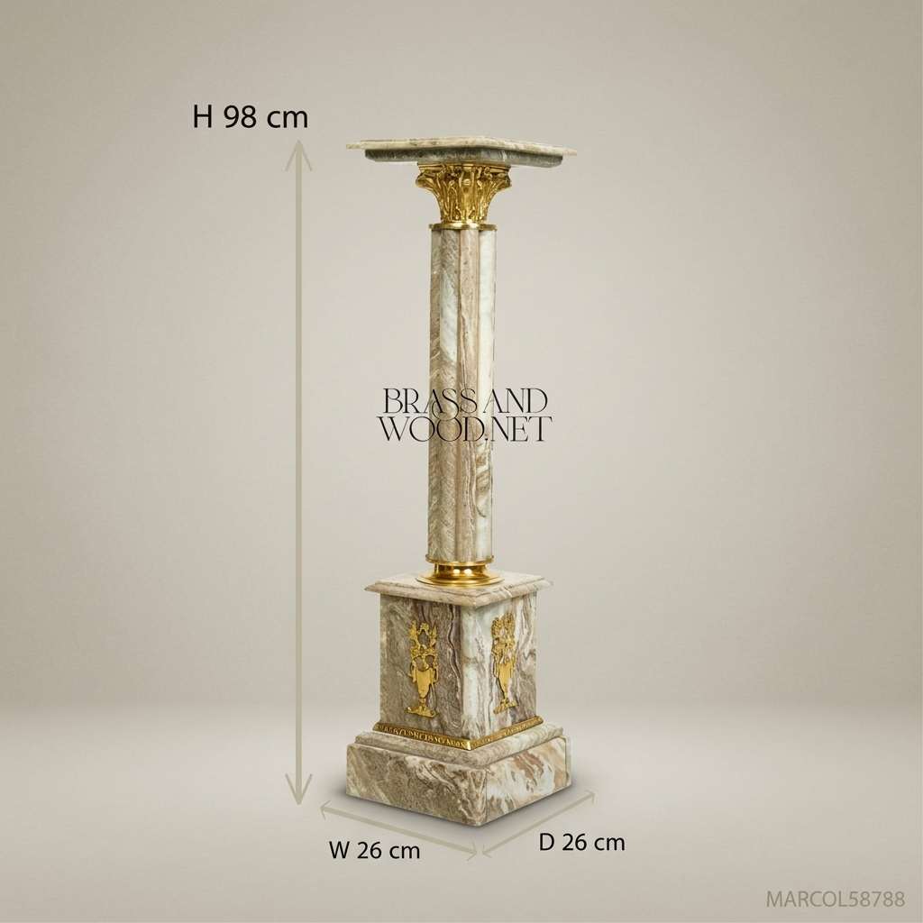 Neoclassical Marble Pedestal Column with Gilt Bronze Mounts