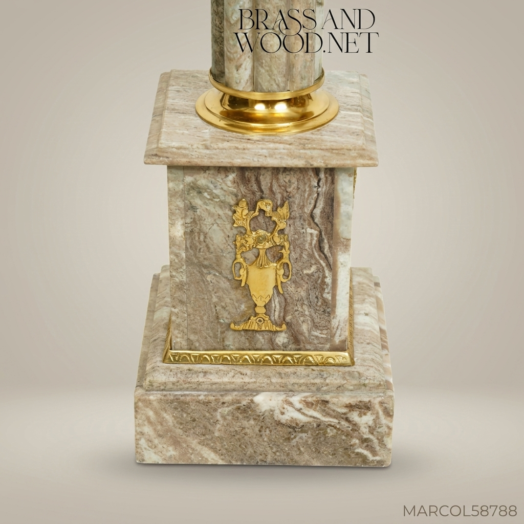 Neoclassical Marble Pedestal Column with Gilt Bronze Mounts