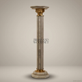Neoclassical Marble Pedestal Column with Gilded Corinthian Capital