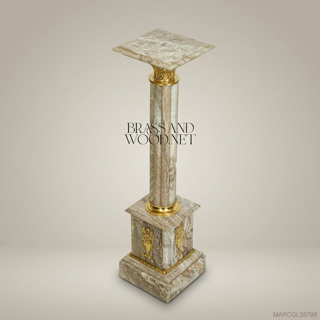 Neoclassical Marble Pedestal Column with Gilt Bronze Mounts