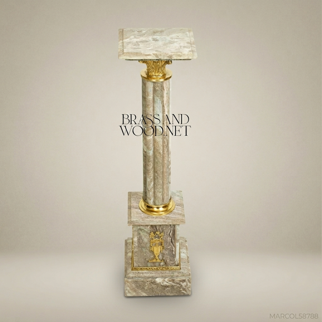 Neoclassical Marble Pedestal Column with Gilt Bronze Mounts