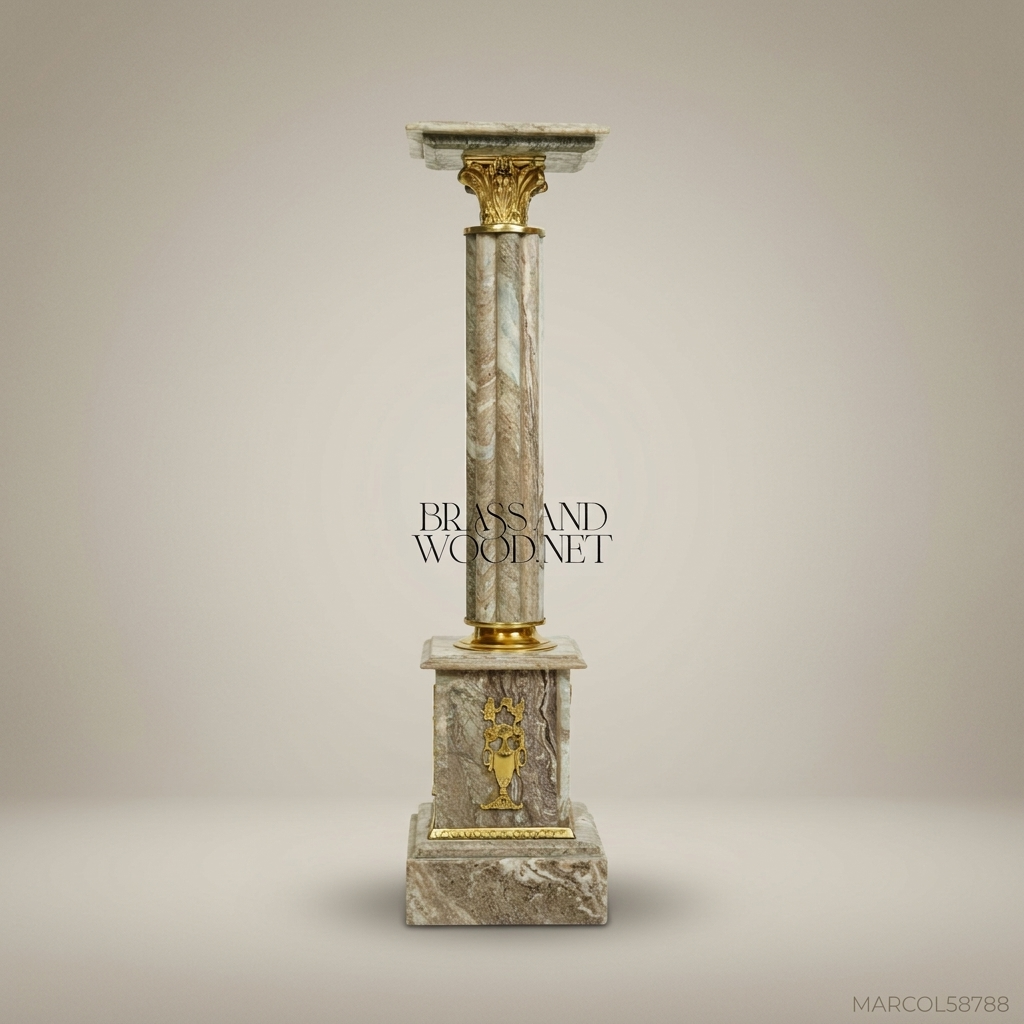 Neoclassical Marble Pedestal Column with Gilt Bronze Mounts