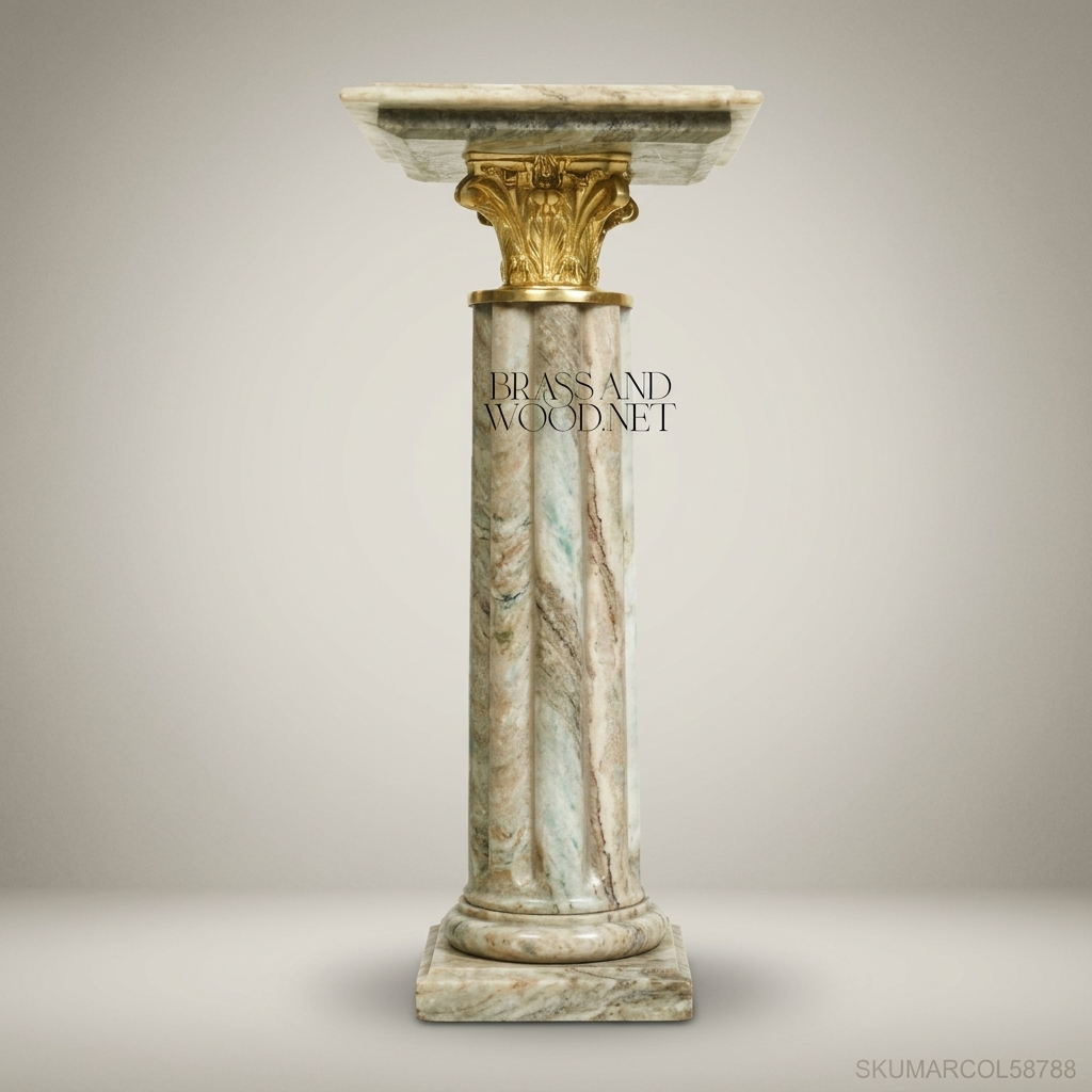 Neoclassical Marble Pedestal Column with Gilt Bronze Mounts