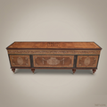 Neoclassical Marquetry TV Cabinet – Brass Inlay & Carved Solid Wood