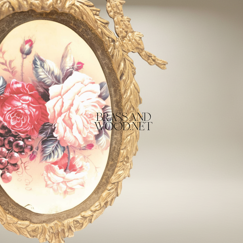 Neoclassical Oval Hanging Plate with Laurel Swag Frame & Floral Medallion