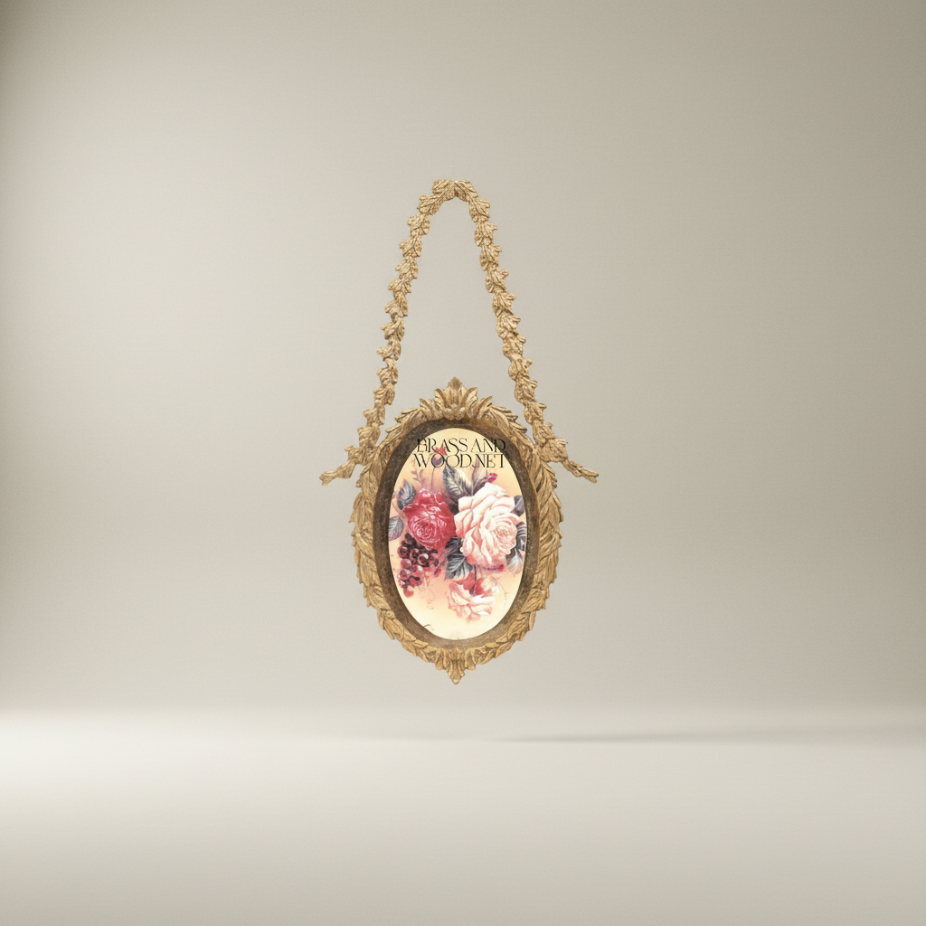 Neoclassical Oval Hanging Plate with Laurel Swag Frame & Floral Medallion
