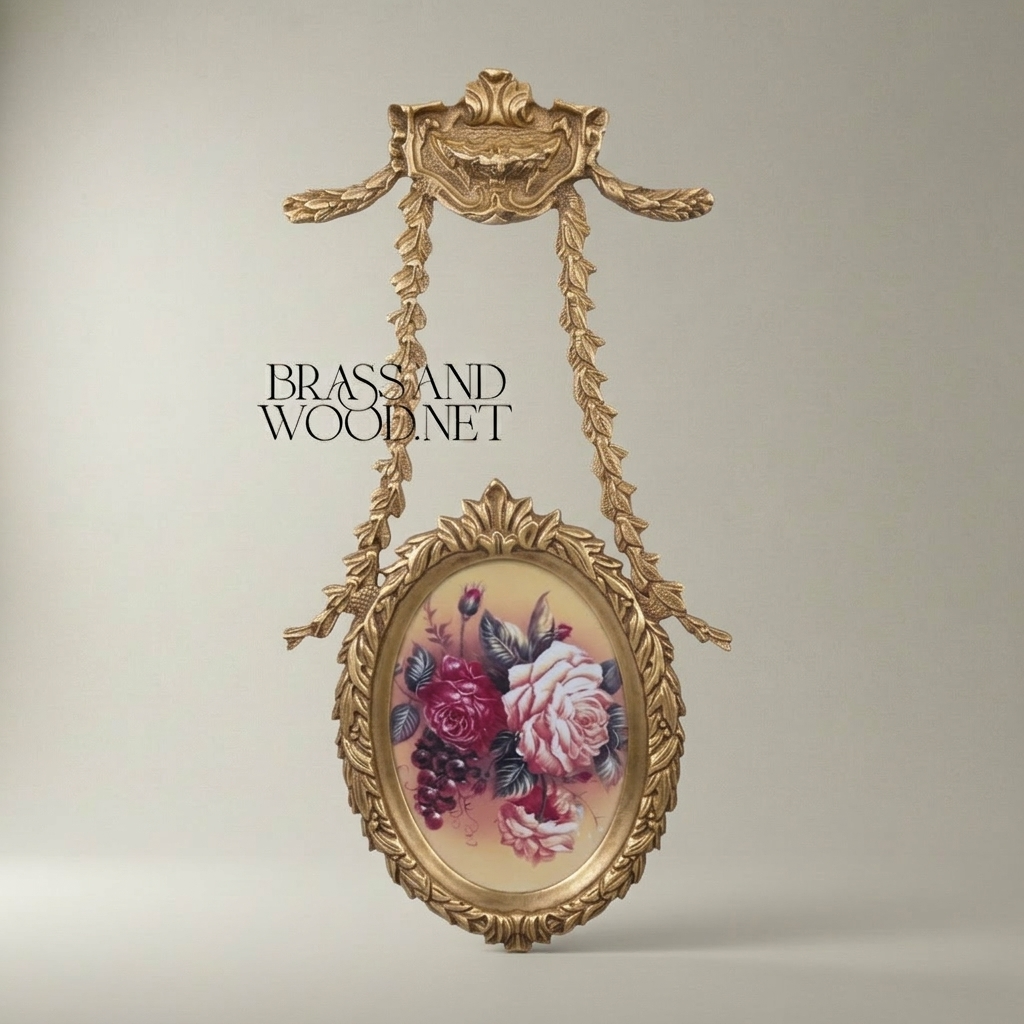 Neoclassical Oval Hanging Wall Frame with Laurel Swag & Bird Crest