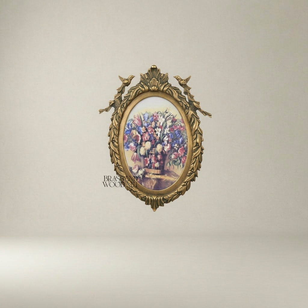 Neoclassical Oval Hanging Wall Frame with Laurel Swag & Bird Crest