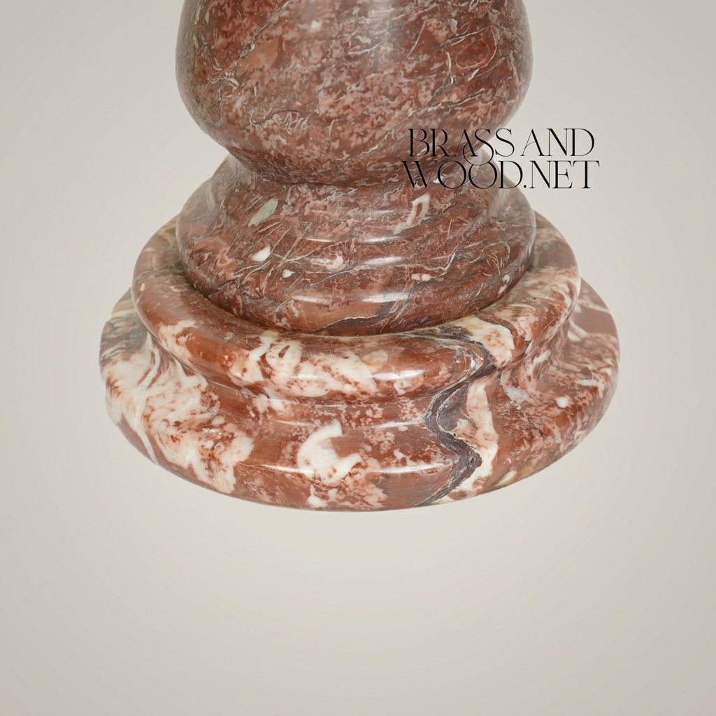 Neoclassical Red Marble Urn Vase with Brass Laurel Wreath Mount — Antique Gold