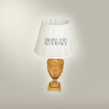 Neoclassical Ribbed Glass Urn Table Lamp with Ornate Brass Base — Gold