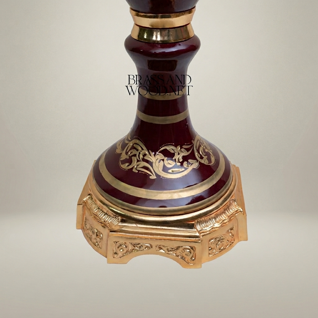 Neoclassical Ceramic Lidded Amphora Vase with Brass Mounts & Hand-Painted Landscape Panel — Gold