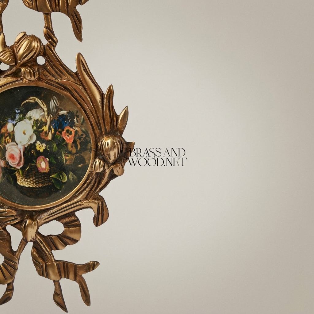 Neoclassical Triple Medallion Hanging Panel Set with Floral Insets & Ribbon Crest — Antique Gold
