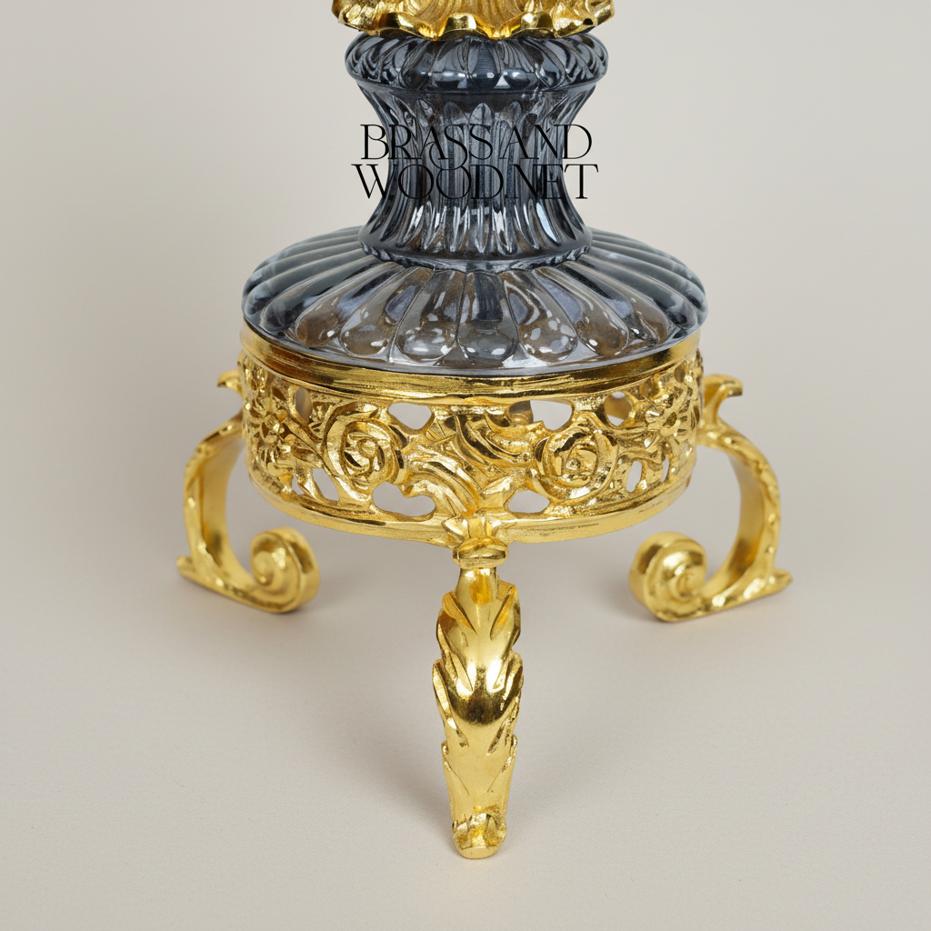 Neoclassical Urn Incense Burner — Fluted Crystal & Gilt Brass with Garland Mounts