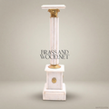 Neoclassical White Marble Column Pedestal with Gilt Brass Corinthian Capital