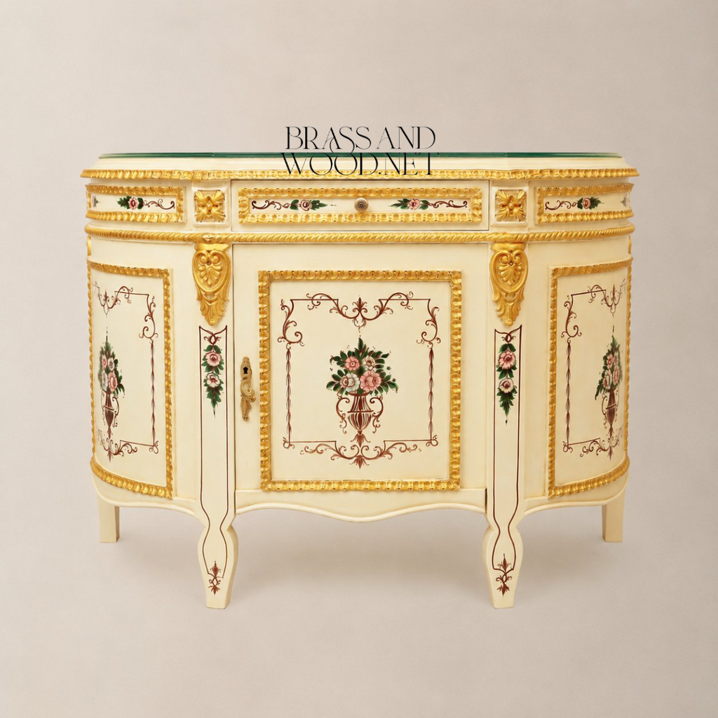 Louis XVI Floral Hand-Painted Dining Set