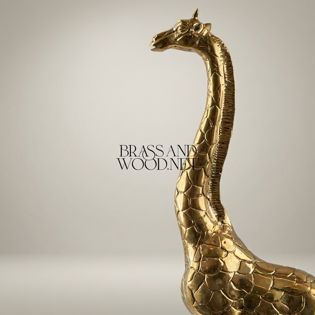 Polished Metal Giraffe Sculpture - Full-Body Walking Pose — Antique Gold