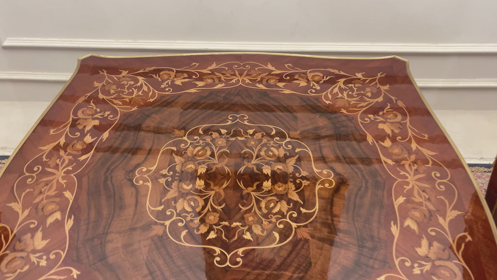 Louis XV Serpentine Marquetry & Gilt Bronze Table Set of 3