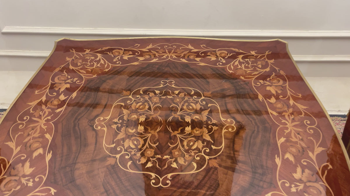 Louis XV Serpentine Marquetry & Gilt Bronze Table Set of 3