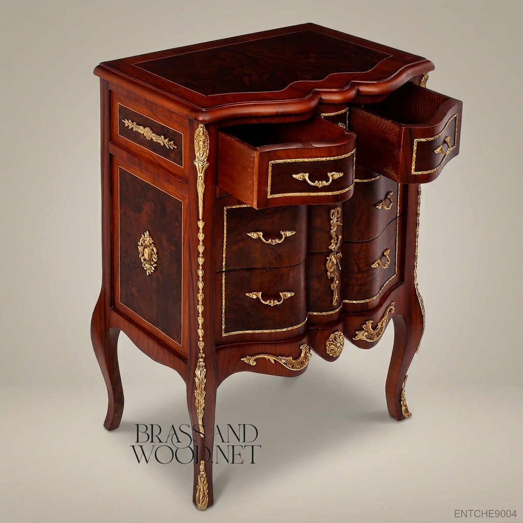Louis XV Rococo Commode with Ormolu Mounts & Burl Wood Marquetry