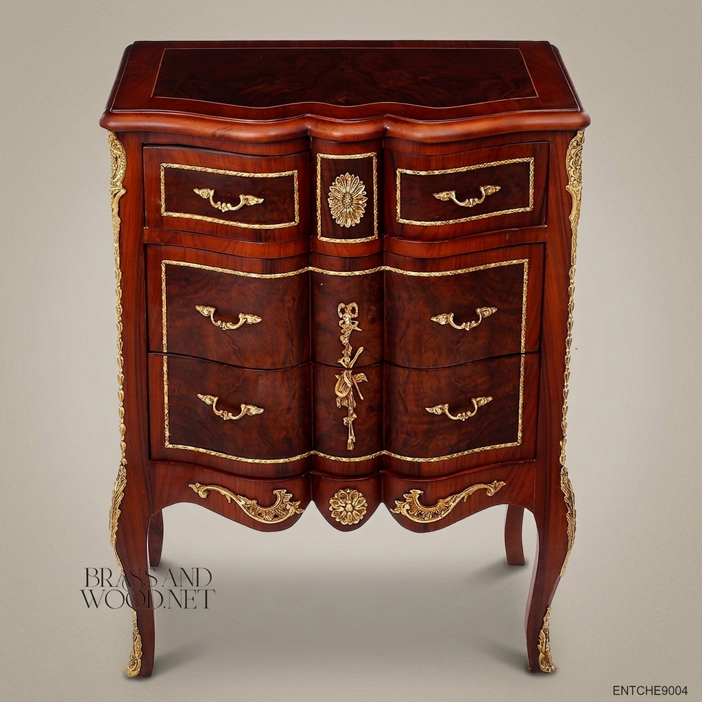 Louis XV Rococo Commode with Ormolu Mounts & Burl Wood Marquetry