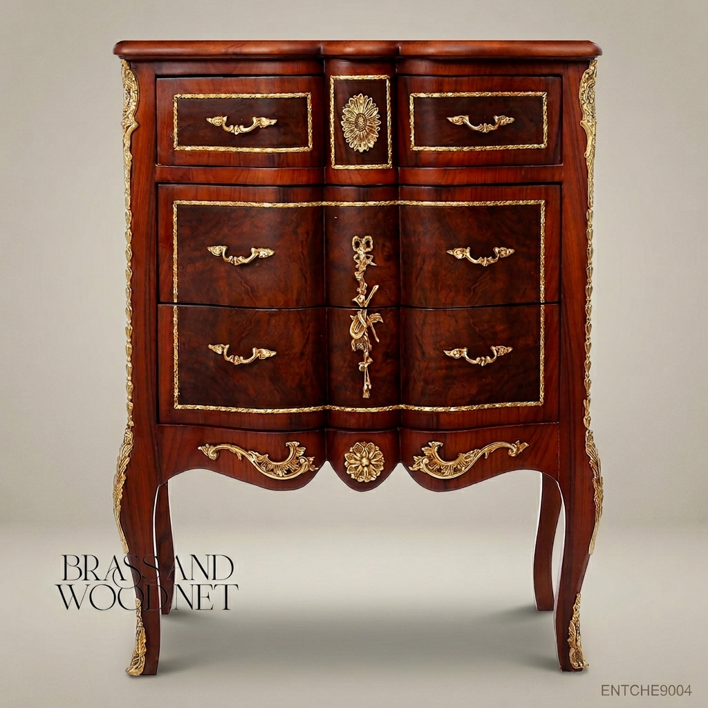 Louis XV Rococo Commode with Ormolu Mounts & Burl Wood Marquetry