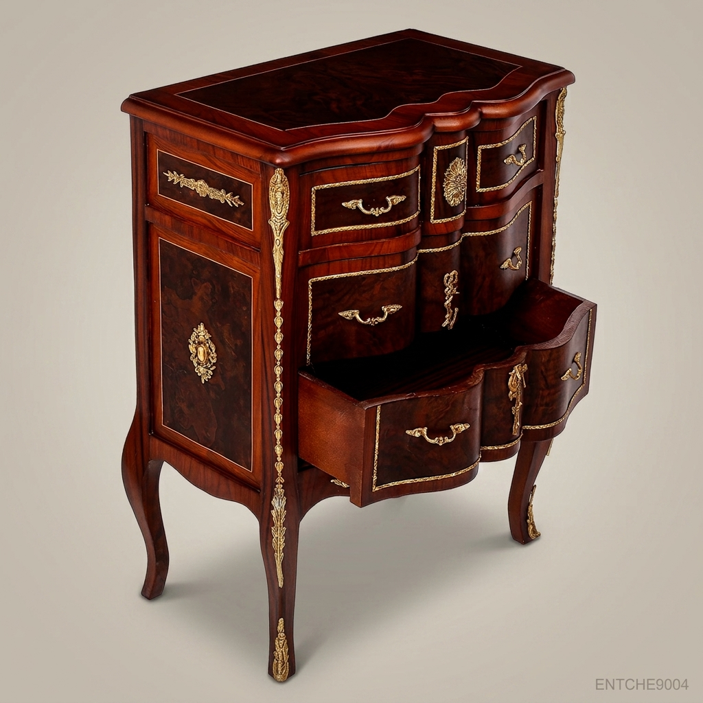 Louis XV Rococo Commode with Ormolu Mounts & Burl Wood Marquetry