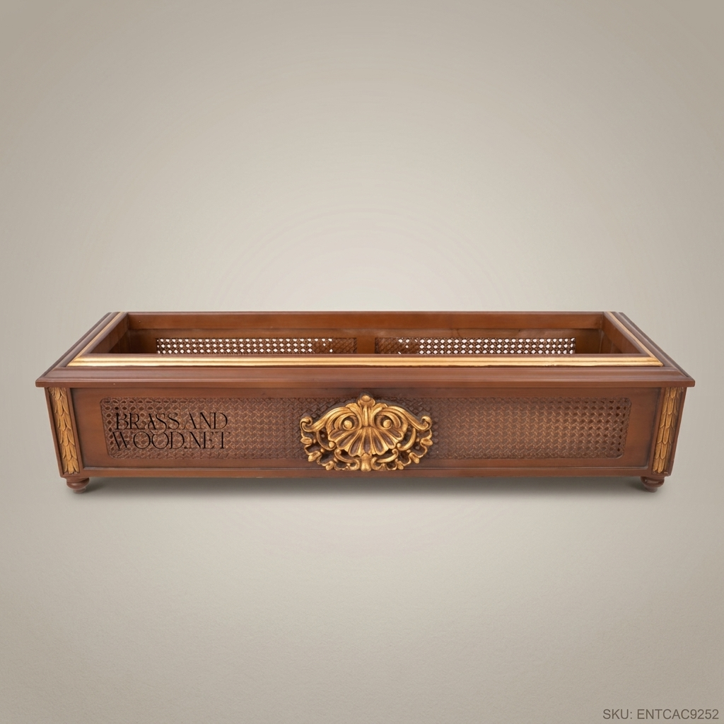Régence Cane & Gilt Wood Plant Trough — Shell Cartouche Centre Panel
