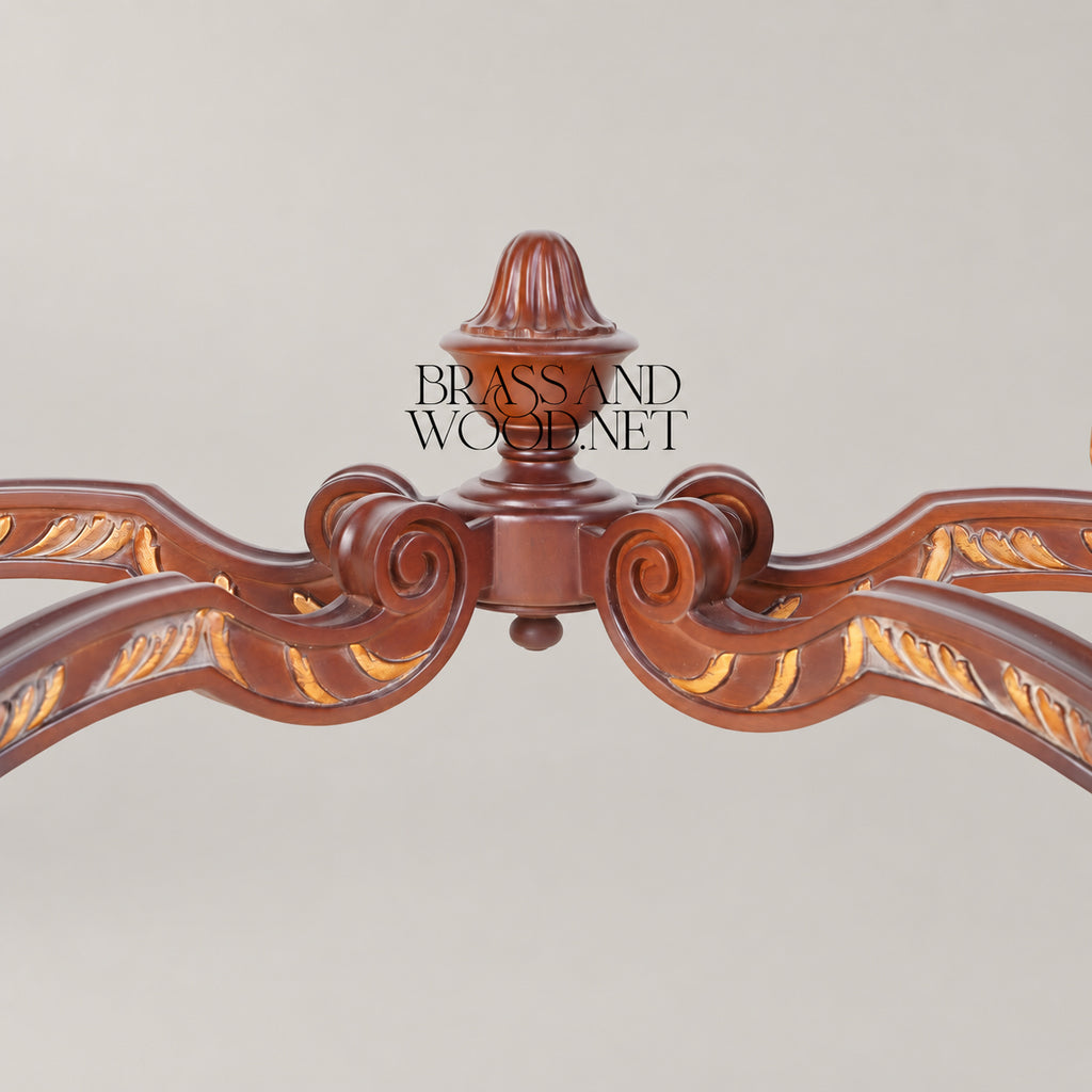 Régence Demi-Lune Console Table with Arched Mirror Carved Acanthus Gilded Egg-and-Dart Cream Marble Top View 4 | Brass & Wood