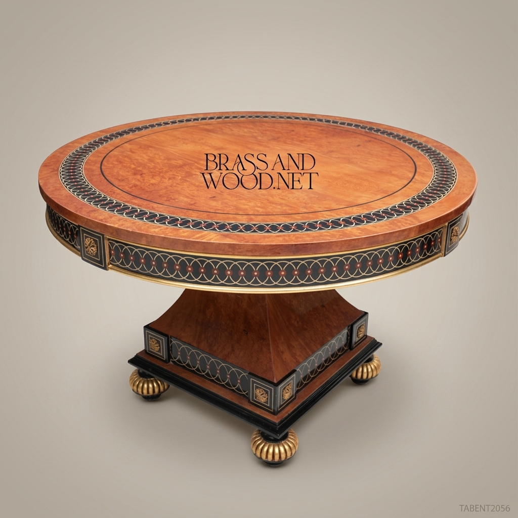 Regency Pedestal Centre Table with Ebonized Brass Inlay Band