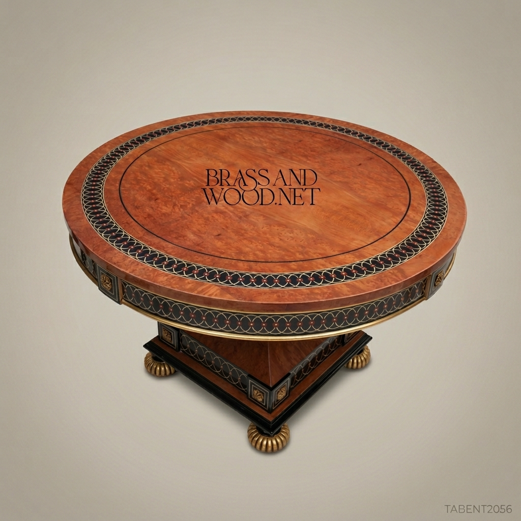 Regency Pedestal Centre Table with Ebonized Brass Inlay Band