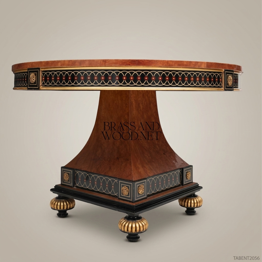 Regency Pedestal Centre Table with Ebonized Brass Inlay Band