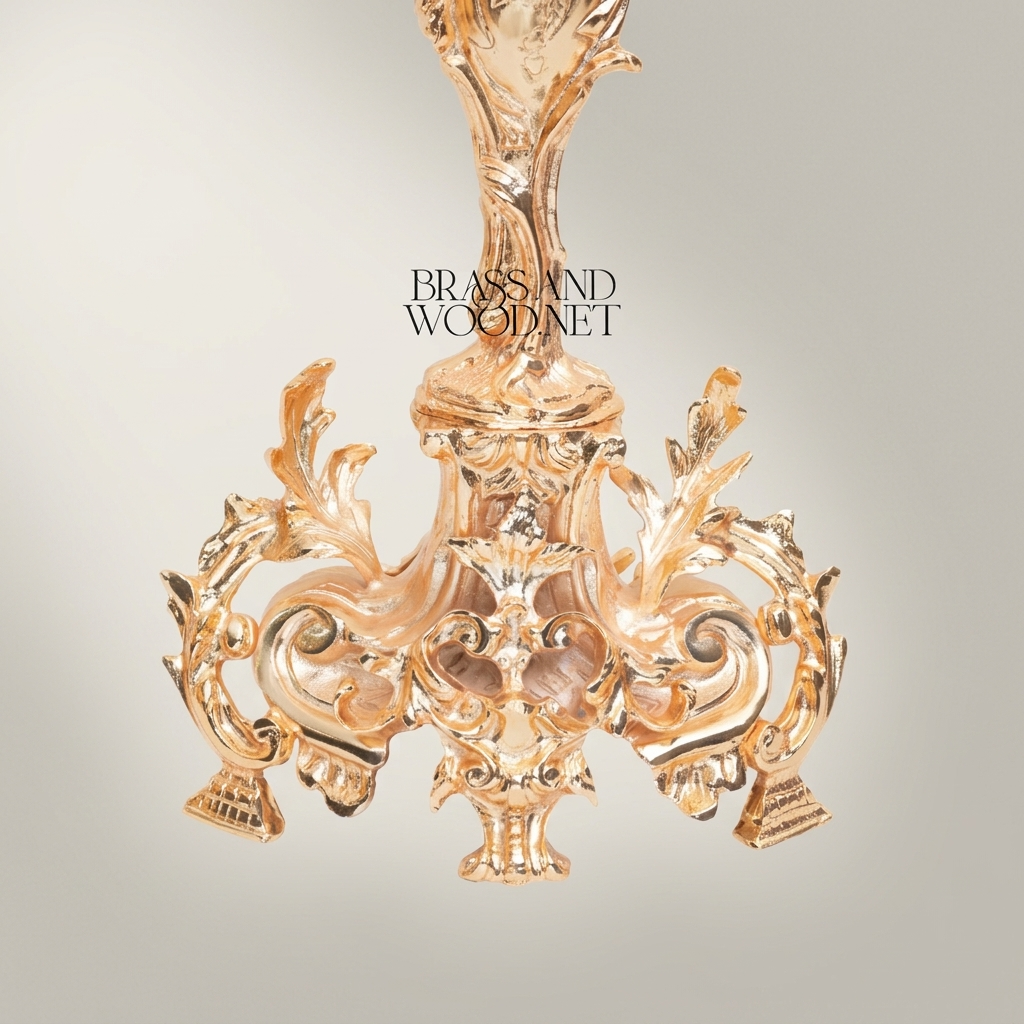 Rococo 5-Arm Brass Candelabra with Acanthus Scroll Base