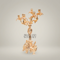 Rococo 5-Arm Brass Candelabra with Acanthus Scroll Base — Gold