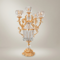 Rococo 5-Arm Crystal & Brass Candelabra with Fluted Urn Body — Gold