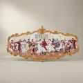 Rococo Ballroom Scene Tapestry Wall Panel in Ornate Cartouche Frame