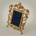 Rococo Baroque Cast Brass Freestanding Photo Frame - Open Acanthus Scroll Surround — Gold