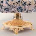 Rococo Blue Floral Porcelain Bonbonnière with Gilt Pheasant Finial — Gold