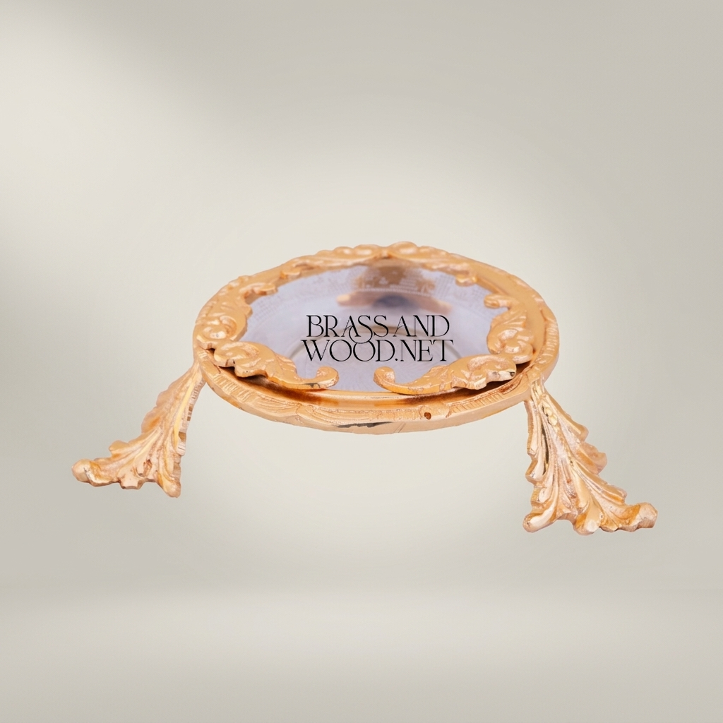Rococo Brass Ashtray with Acanthus Frame & Ornate Leaf Feet