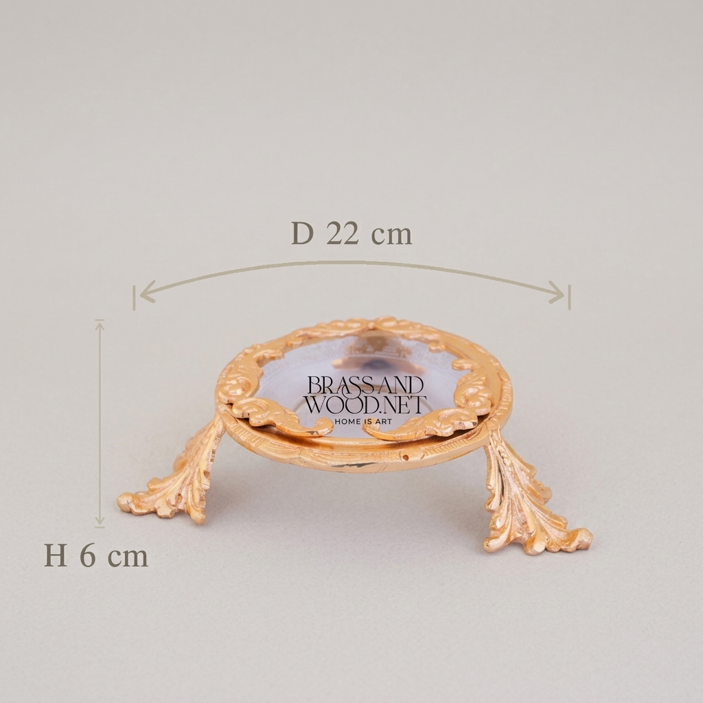 Rococo Brass Ashtray with Acanthus Frame & Ornate Leaf Feet