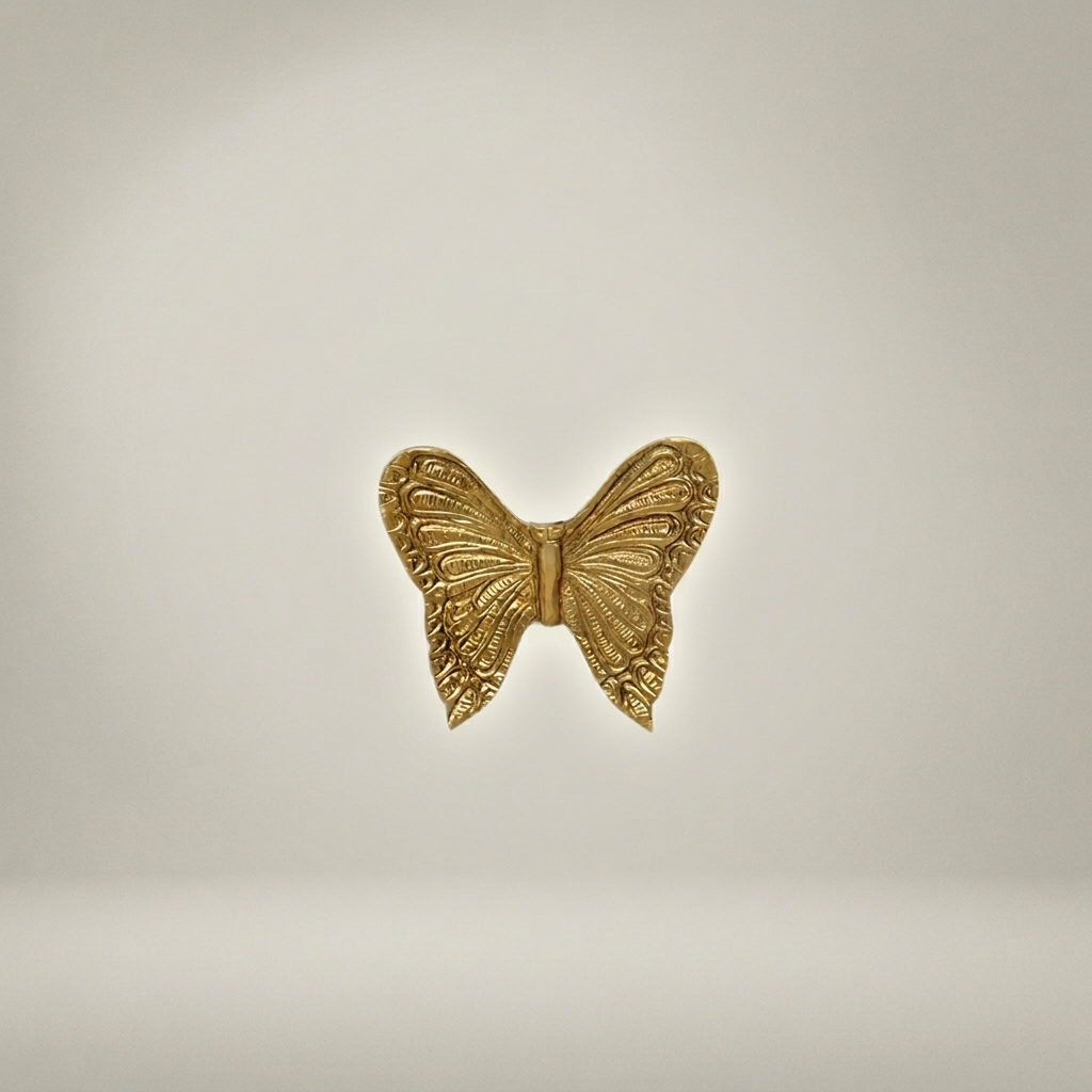 Rococo Brass Butterfly Wall Hanging  - Intricately Engraved Wing Relief — Antique Gold