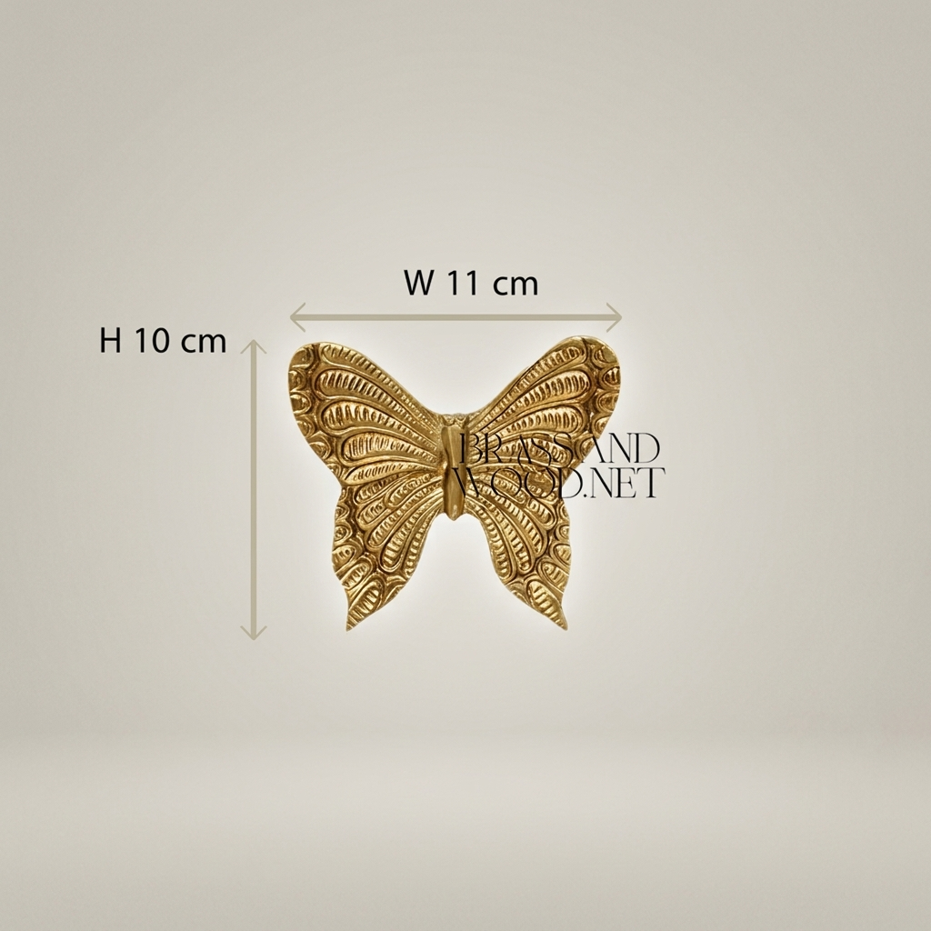Rococo Brass Butterfly Wall Hanging  - Intricately Engraved Wing Relief — Antique Gold