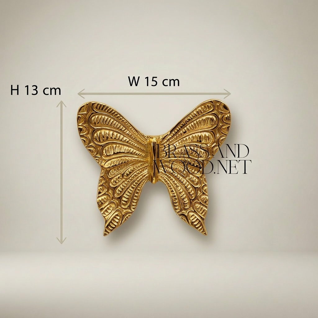 Rococo Brass Butterfly Wall Hanging  - Intricately Engraved Wing Relief