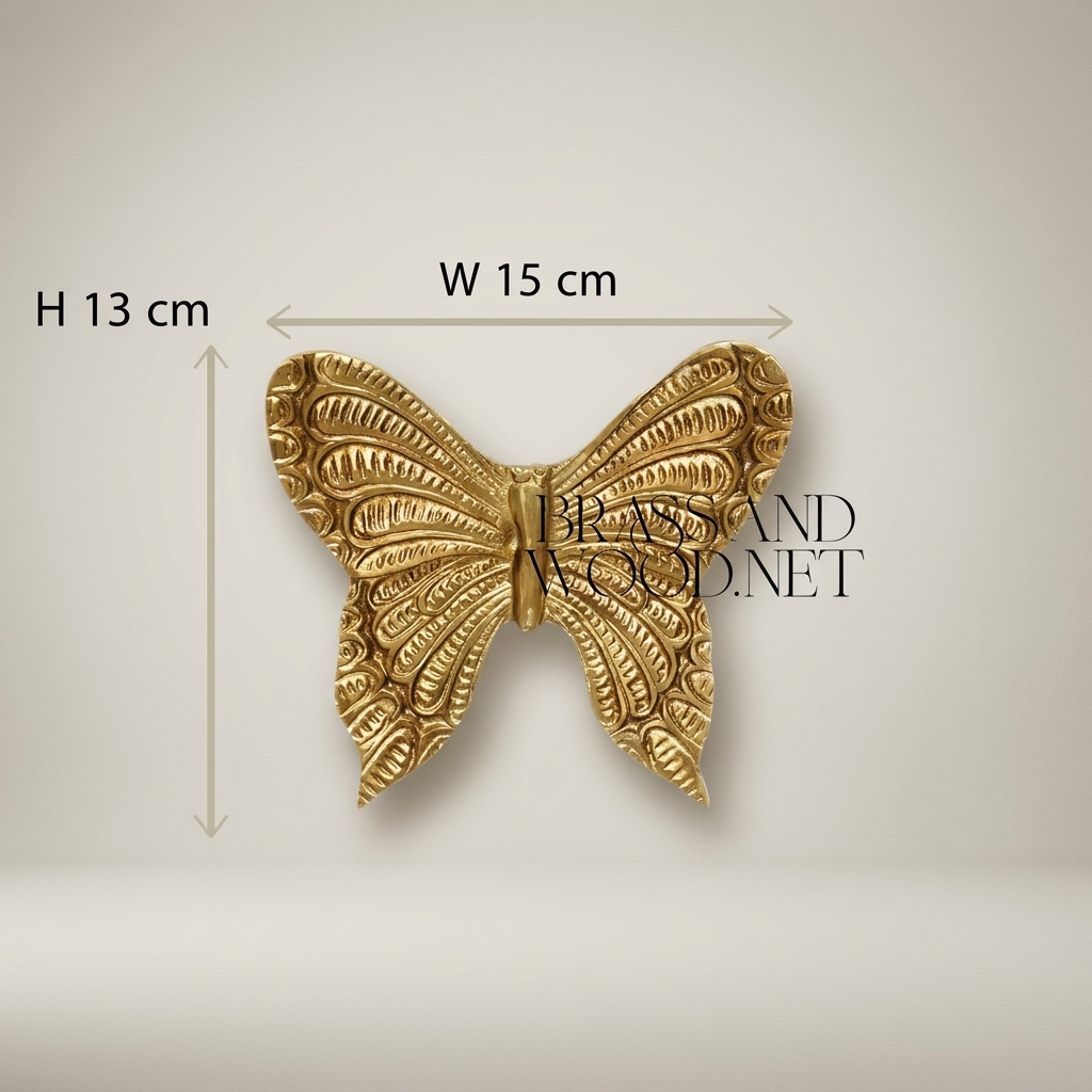 Rococo Brass Butterfly Wall Hanging  - Intricately Engraved Wing Relief — Antique Gold