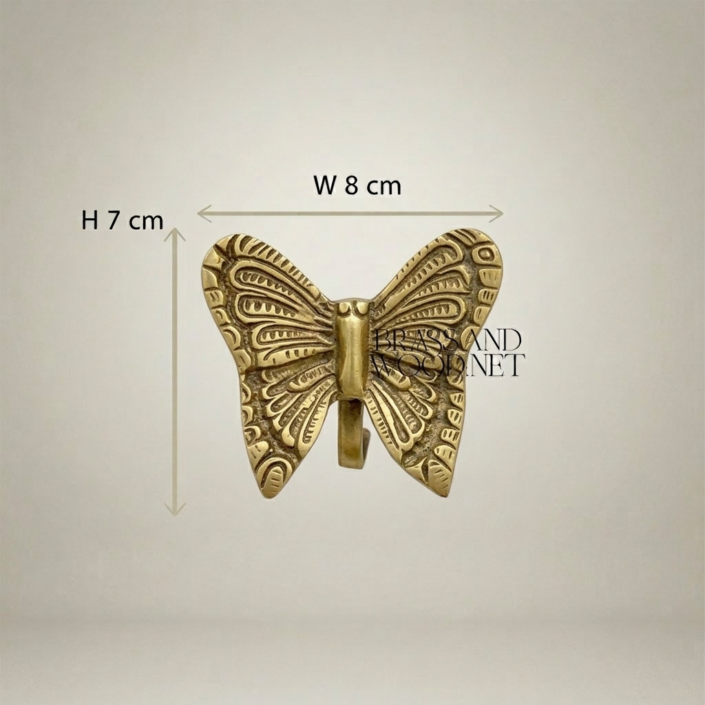 Rococo Brass Butterfly Wall Hook - Engraved Wing Detail — Antique Gold
