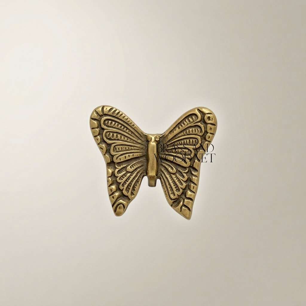 Rococo Brass Butterfly Wall Hook - Engraved Wing Detail — Antique Gold