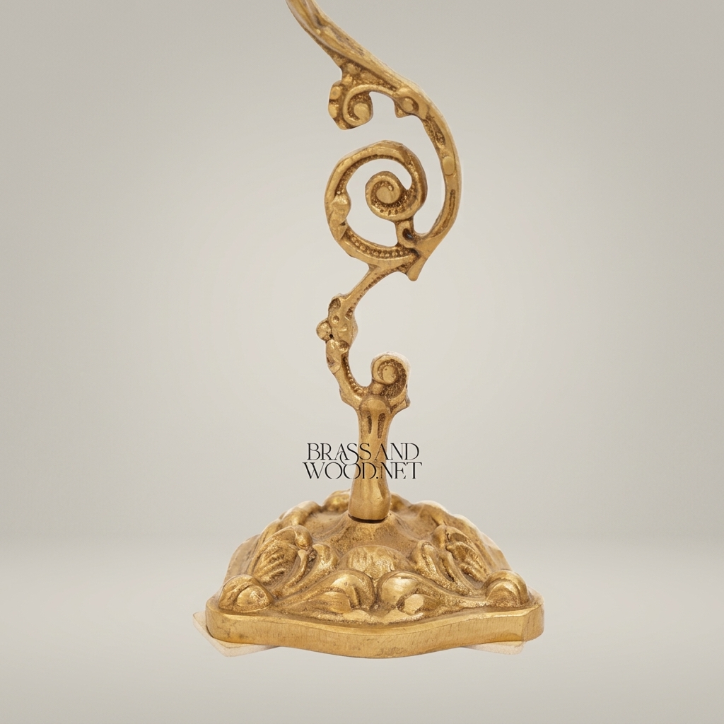 Rococo Brass Candlestick with Serpentine Scrollwork Stem — Antique Gold