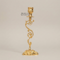 Rococo Brass Candlestick with Serpentine Scrollwork Stem — Gold