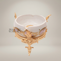 Rococo Brass & Ceramic Ashtray on Ornate Floral Stand — Gold