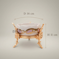 Rococo Brass & Ceramic Ashtray on Ornate Floral Stand — Gold