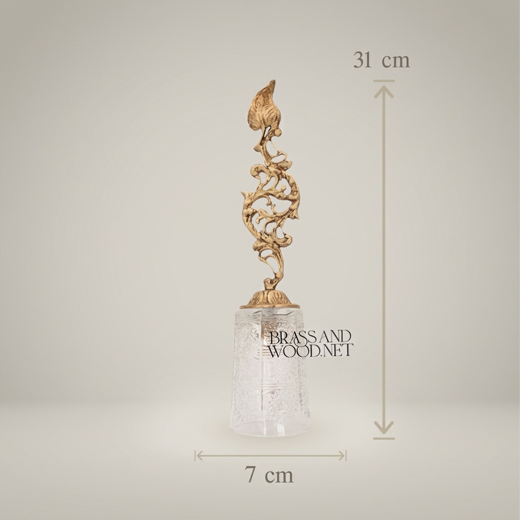 Rococo Brass & Crystal Bell with Sculptural Acanthus Finial — Antique Gold